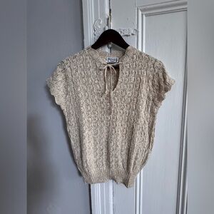 Vintage 1970’s “Keneth Too!” Cream Lace Knit short sleeve sweater